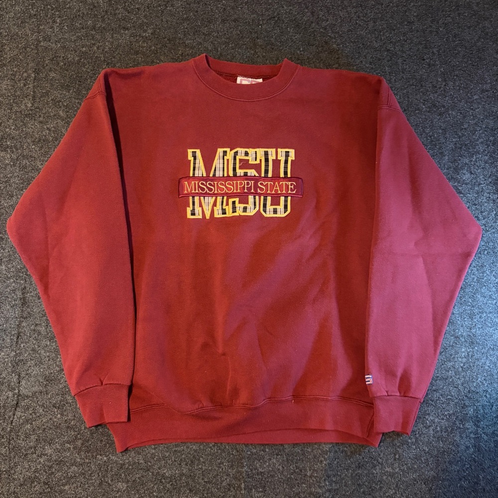 Vintage Crable Sportswear Mississippi State MSU Sweatshirt Maroon Mens XL
